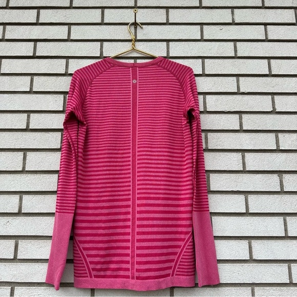 Lululemon Swiftly Tech Long Sleeve Crew Heathered Berry Rumble Pink Striped - Picture 9 of 12